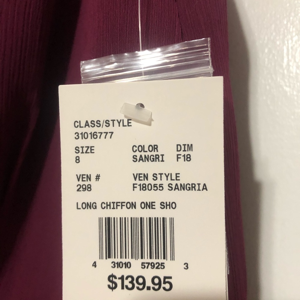 David’s Bridal Long One-Shoulder Dress Sangria - Picture 3 of 3